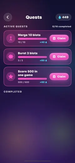 Quests with drops to claim.